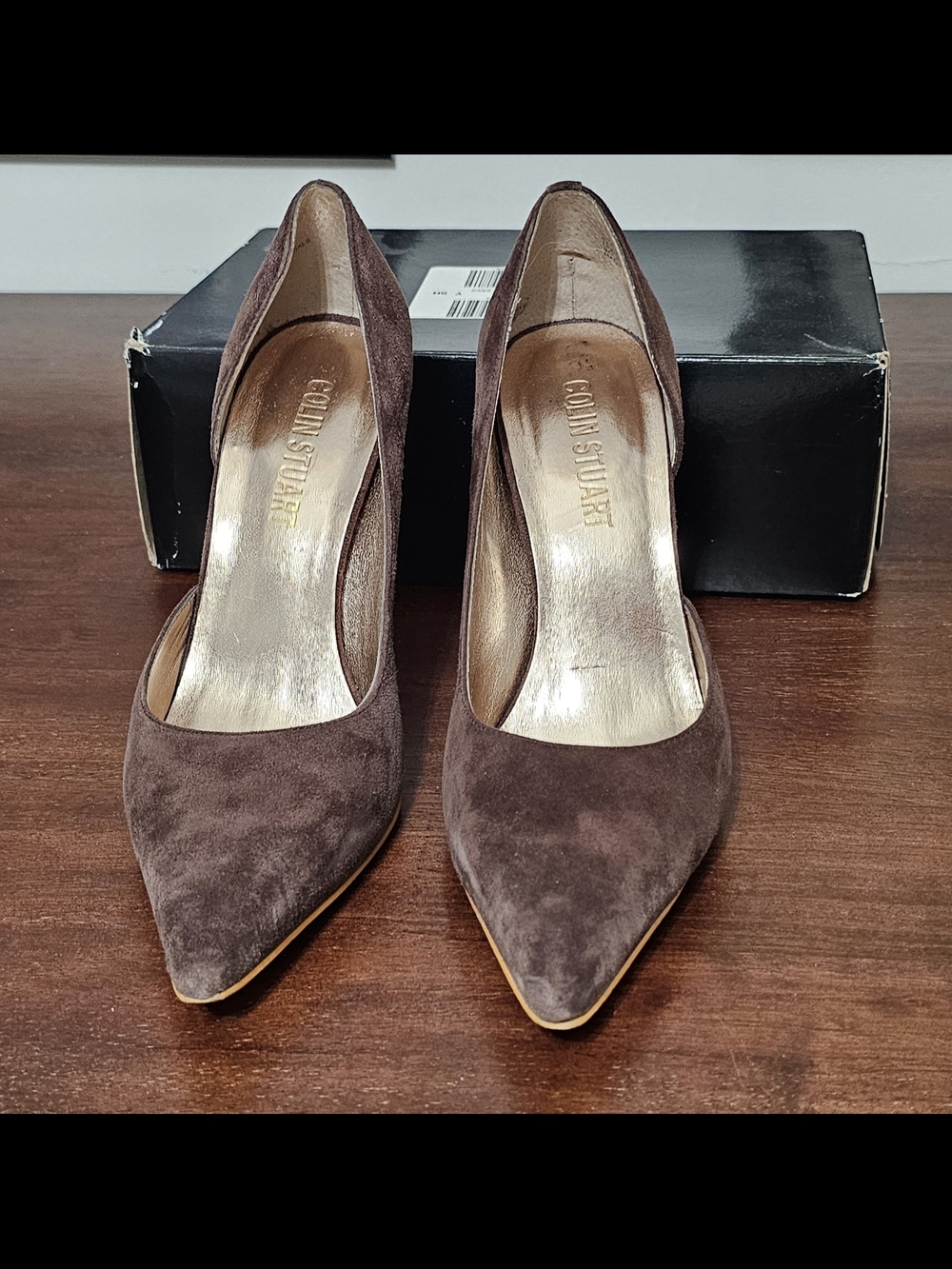 Colin Stuart Brown Suede Pointed-Toe Pumps